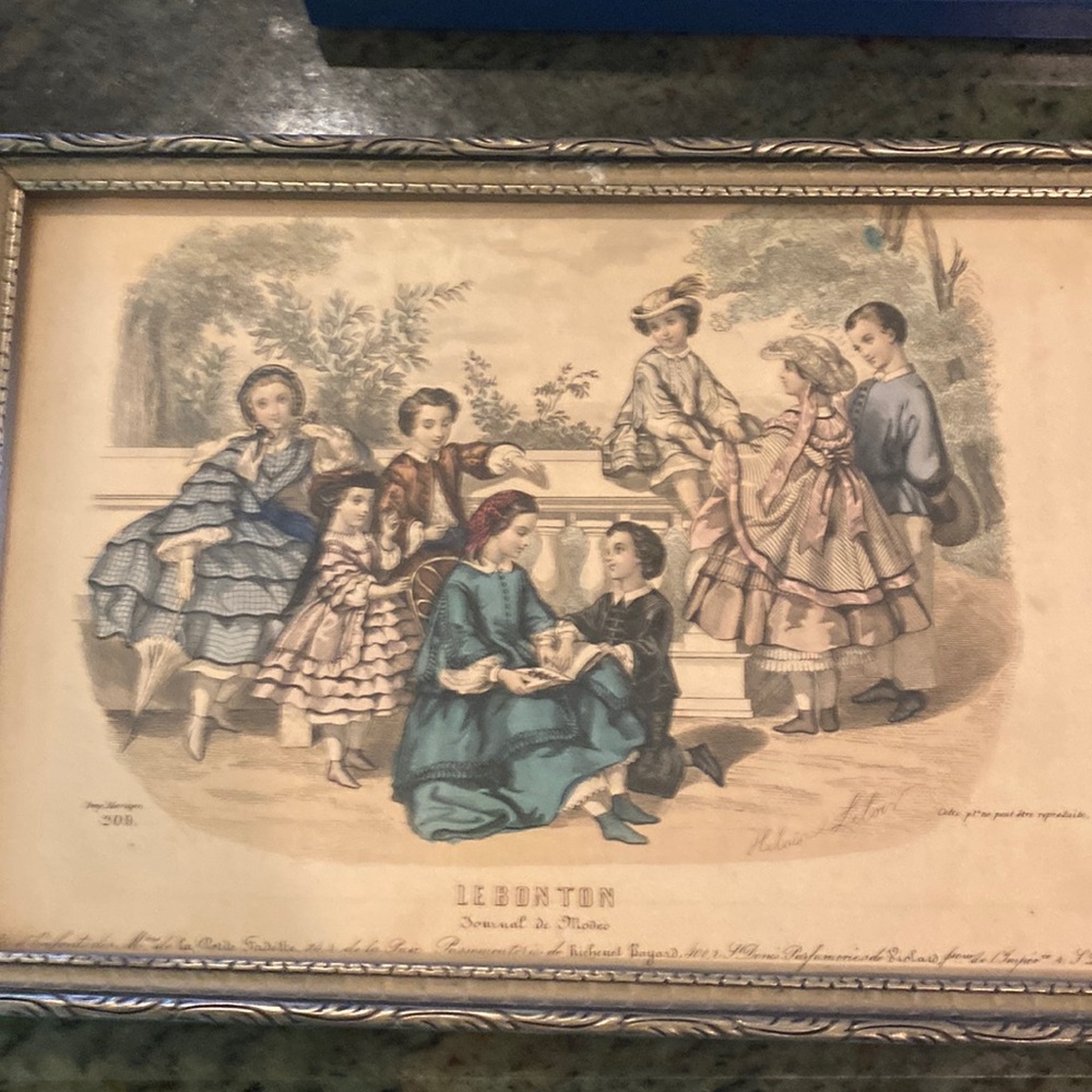 Lebonton antique late 19th-century hand-colored engravings of fine quality.
